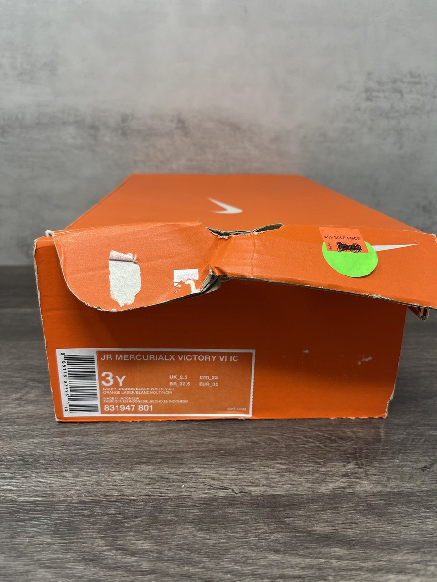 Nike Mercurial X Shoes Kids Size 3Y Victory VI Yellow Black Soccer