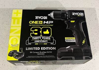 Ryobi LIMITED EDITION BLACK 30th Anniversary One+ HP 18V Brushless Drill Kit