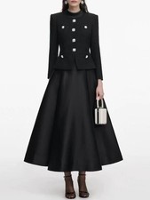Self Portrait Black tweed patchwork long-sleeved stand-up collar Dresses