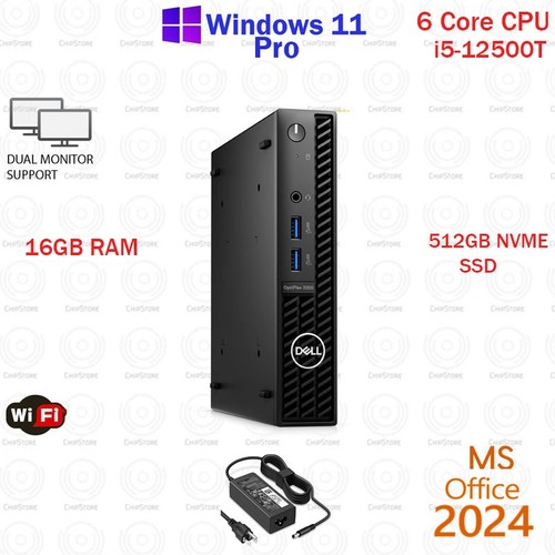 Dell OptiPlex 3000 Micro Intel Core i5-12500T 16GB 500GB NVME SSD Win11 Office24 - Bild 1 von 4