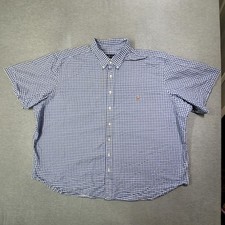 Polo Ralph Lauren Shirt Mens 4XB Blue Check Button Down Flesh Pony Oxford