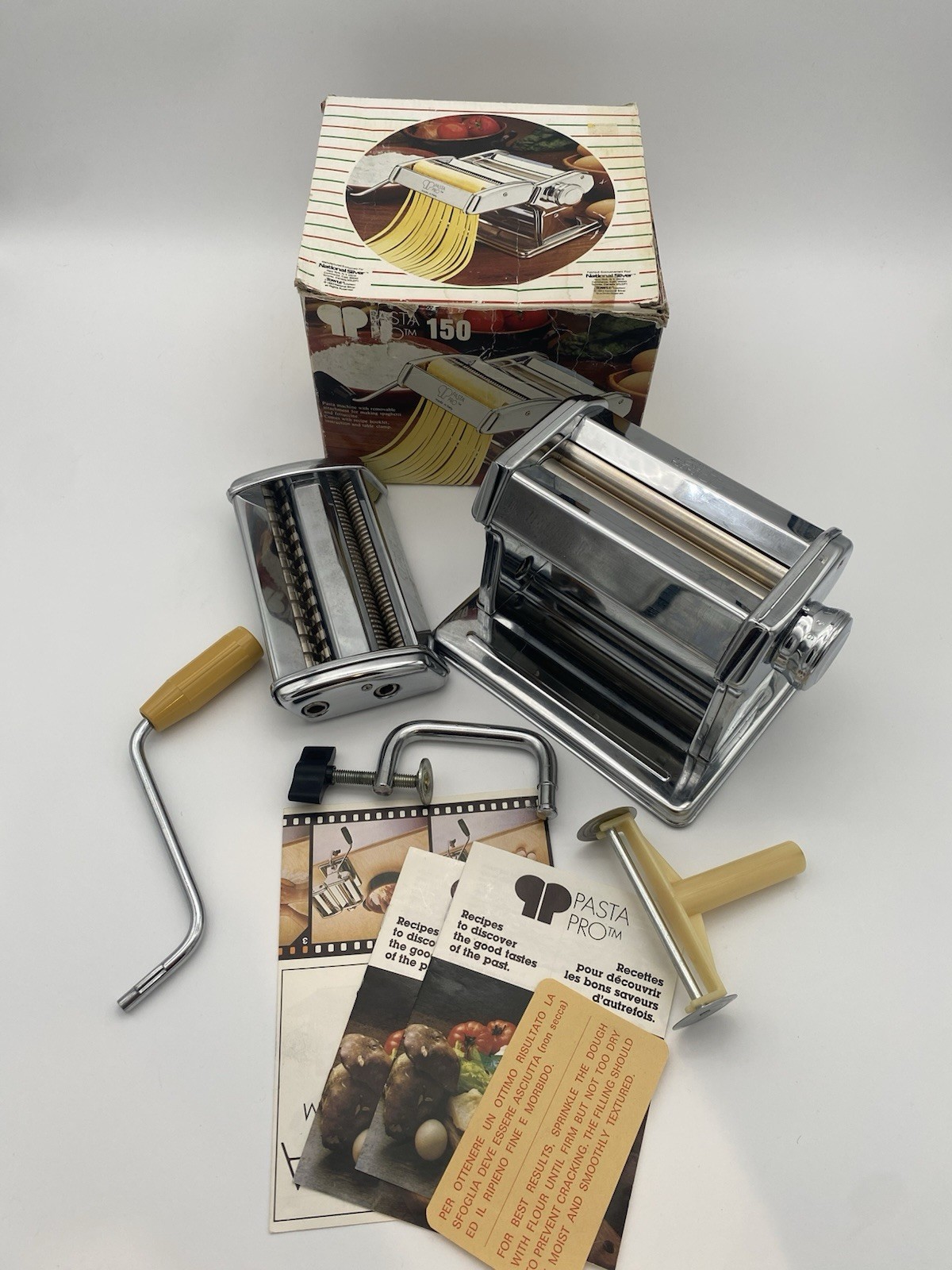 Pasta Pro 150 Pasta Machine w/ Spaghetti & Fettucine Attachment - VTG 1983