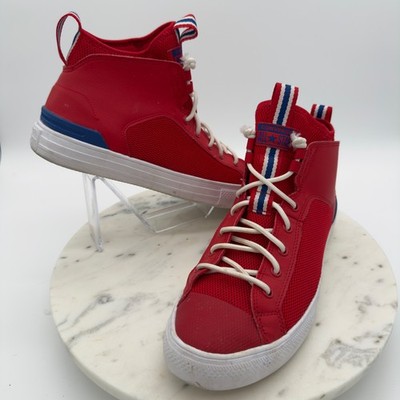 Converse All Star High Top Sneakers Mens 9 Womens 11 Red Blue White 166980C Mesh