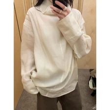 Toteme Womens Shirt Two-piece Set New Casual Loose Long-sleeved Top