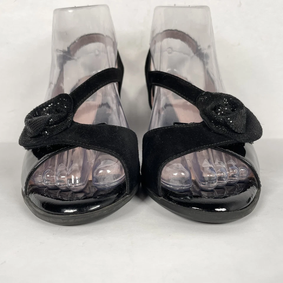 Sapatos BeautiFeel Feminino Tamanho 38 Preto Camurça Couro Patente Salto Bomba - Imagem 3 de 4