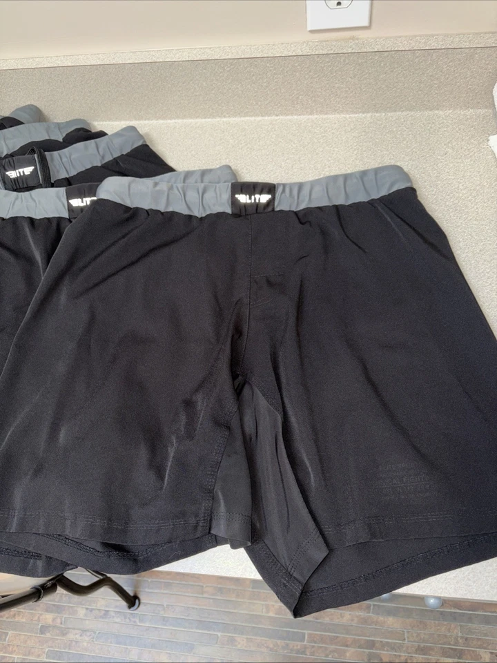 Lote De 5 Pantalones Cortos Elite Sports MMA BJJ Negros Talla XL Grappling No-Gi Foto 2 de 3