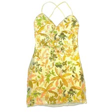 Lulus Party Hoco Prom Cocktail Dress Short NWT Large Yellow Floral 9 Sequin