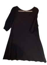 Eileen Fisher Tunic Dress Sz XL Stretch Knit Minimalist USA Made Short Sleeve