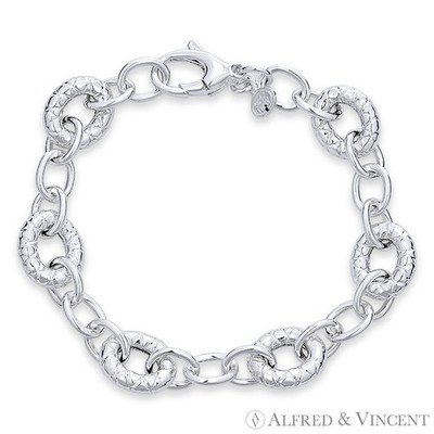12,3 mm D-Schliff & 8,3 mm ovales Kabel massiv 0,925 Italien Sterlingsilber Kette Armband