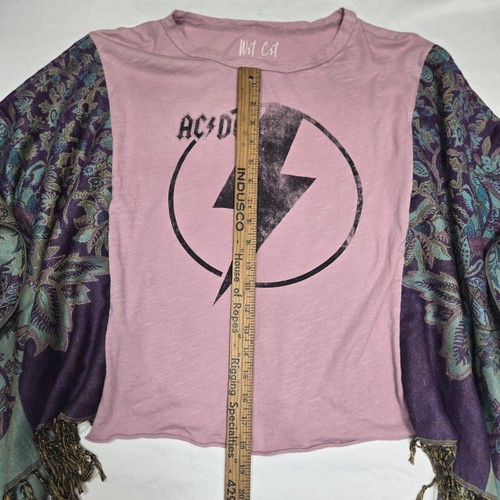 AC/DC Band Boho Poncho Kimono Style UpCycled shirt One Size Women Lightning Bolt - Afbeelding 7 van 17