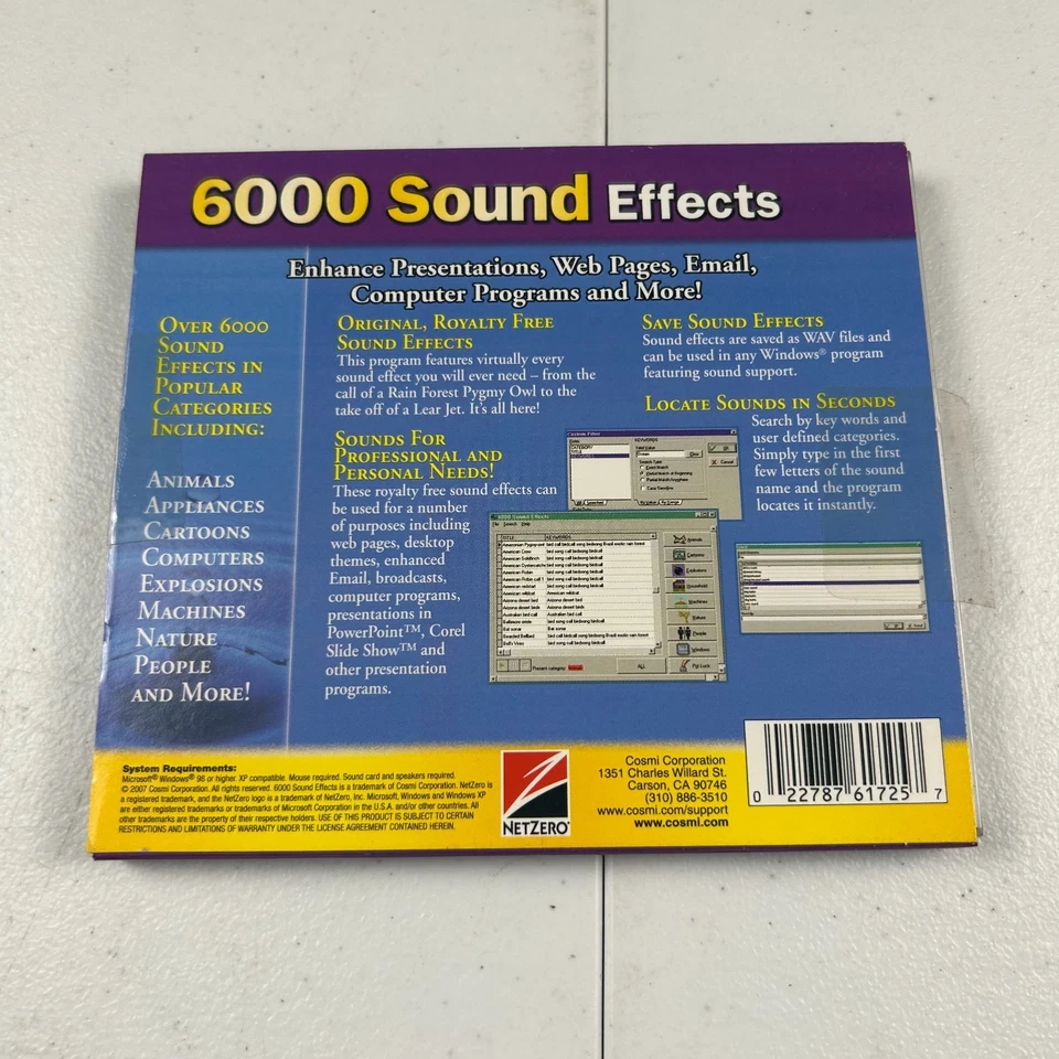 COSMI 6000 Sound Effects Windows PC CD Rom BRAND NEW SEALED - Image 2 of 2