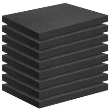 8 PCS Black Packing Foam Sheets 16x12x1-inch Cuttable Polyurethane Pads
