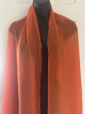 Vtg 1960's Bright Orange Rectange Wrap Shawl Wrap Huge W/Fringe 104" Length
