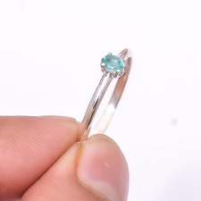 Neon Blue Apatite - Bahia Mines Solitaire 925 Sterling Silver Ring s.8 Sku36