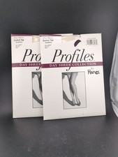 2 Vintage Hanes Profiles Control Top Sandalfoot Day Sheer Control Top Pantyhose