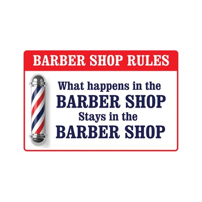 WHAT HAPPENS IN THE BARBER SHOP Sign Or Decals men club haircut stylist salon