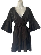 French Connection Black ELLETTE Shimmer Jersey Wrap  Occasion Dress Uk 10 