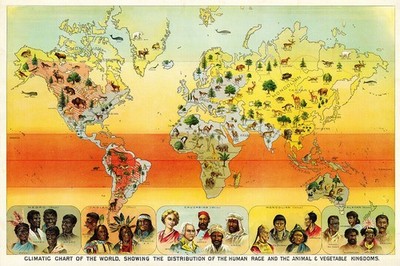 365086 Climatic Chart of the World Vintage Map Art Decor Print Poster