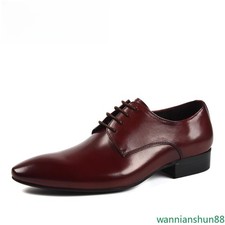 Men's Leather Breathable Soft Formal Business Pointed Toe Lace Up Wedding Shoes