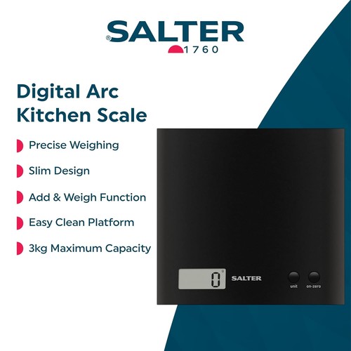 Báscula de cocina de arco Salter 1066 BKDR15 - Báscula digital de alimentos para precisión - Imagen 2 de 11