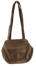 Vintage Suede Patchwork Shoulder Bag With Multiple Pockets Zippers