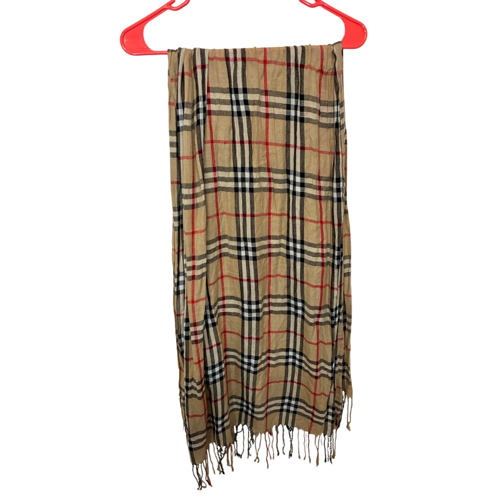 Check Archive Beige Black Rectangular Fringe Long… - image 3