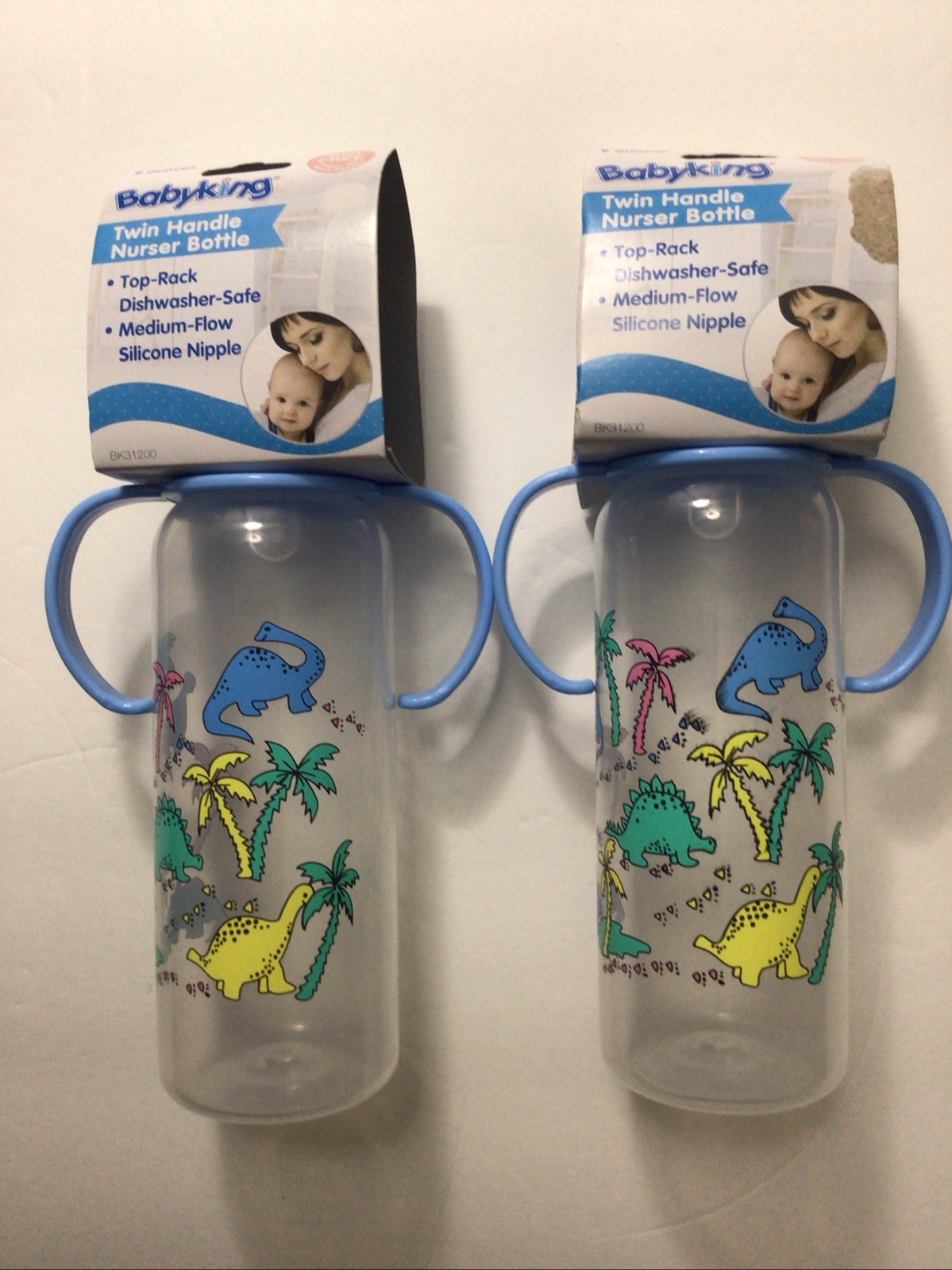 2 PC OF 9 OUNCE TWIN HANDLE BABY BOTTLE, MEDIUM FLOW, DISHWASHER SAFE, BPA FREE