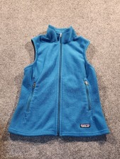 Vintage PATAGONIA Synchilla Vest Women Small Blue Teal Fleece Full Zip USA