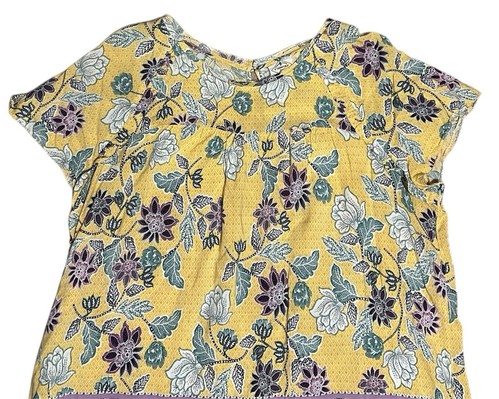 St. John’s Bay Women’s Plus Shirt Size XXL Yellow Purple Floral Cap Sleeve Rayon - Bild 2 von 6
