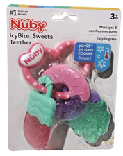 Nuby IcyBite Popsicle, Donut and Ice Cream Teether Ring - 3 Months