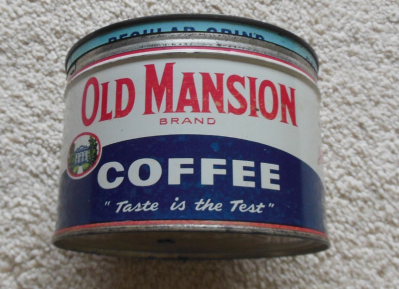 RARE Vintage Old Mansion Brand Coffee Tin Can CW Antrim & Sons Richmond VA