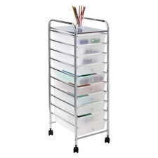 10-Drawer Multi-Color Rolling Craft Cart Clear/Chrome