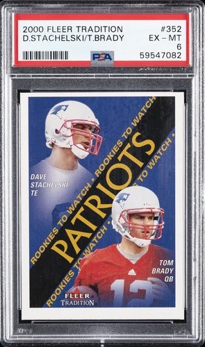 2000 FLEER #352 DAVE STACHELSKI TOM BRADY ROOKIE RC PSA 6