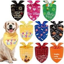 9 Pcs Holiday Dog Bandanas Easter Bandanas Patriotic Birthday Scarf Adjustable