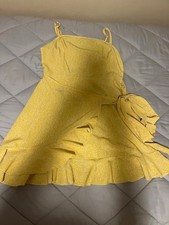 Shein yellow floral print wrap dress