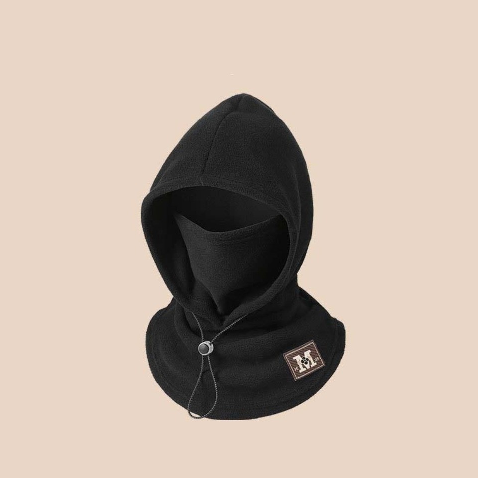 Anti-cold Ear Protection Hooded Neck Cap Solid Color Fleece Balaclava ...