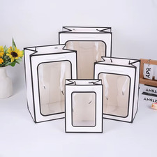 1/5/10PCS Transparent Window Gift Bags for Wedding Birthday Home Party White Bla