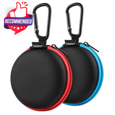 2-pack Earbuds Case, Small Round Pocket Earbud Travel Carrying Case Pouch With