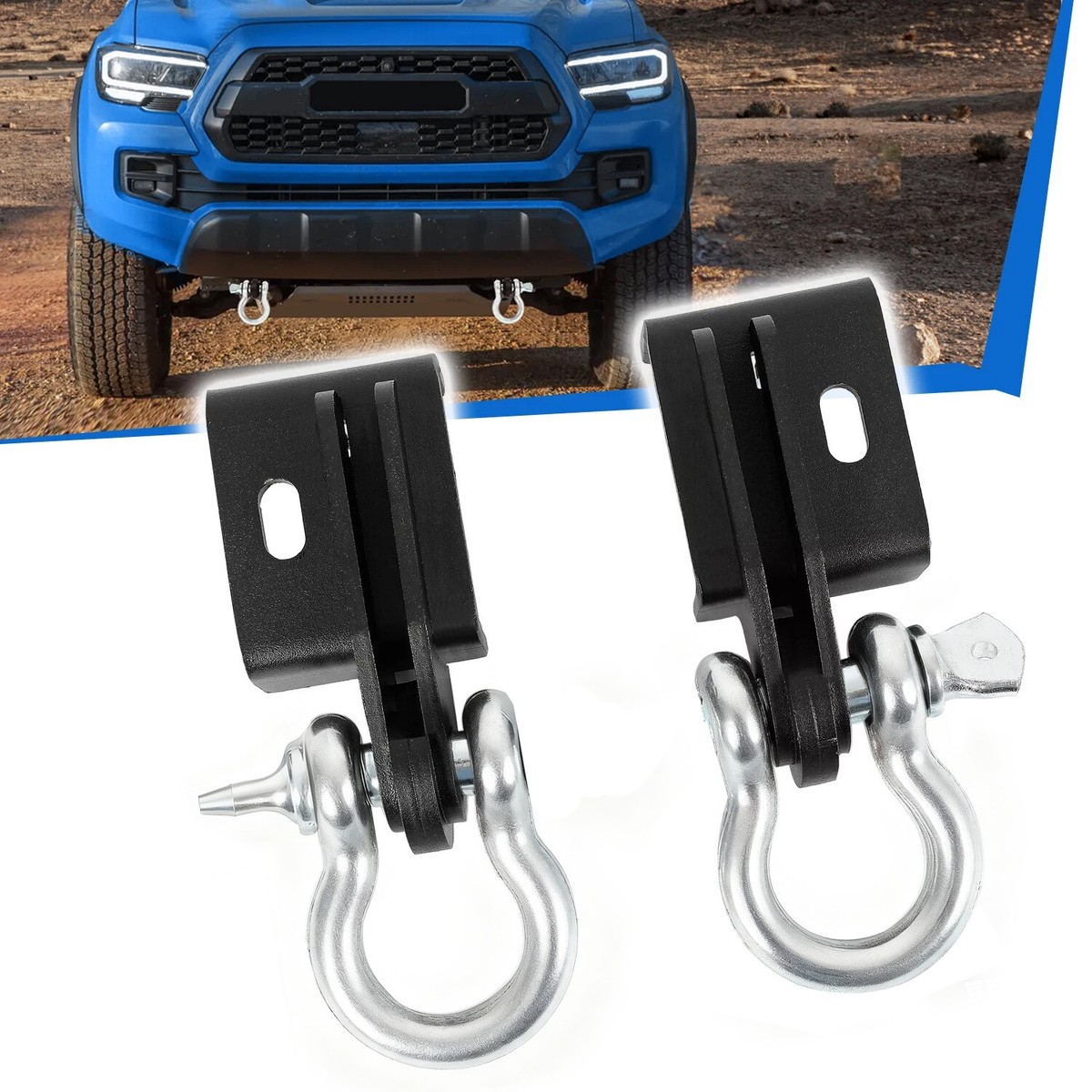 Front Demon Tow Mount Hook Bracket + D-Ring Shackles For 2009-2021 Toyota Tacoma - Foto 12