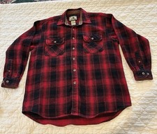 VTG Field  Stream Black/Red Plaid Heavy Flannel Button Up Shirt Size L