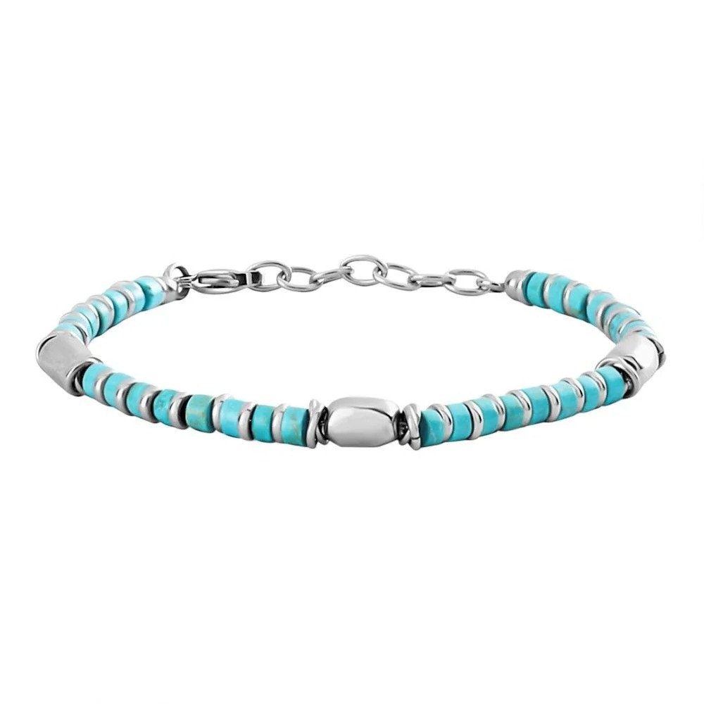 STROILI Mens Bracelet 1691378 Stainless Steel Turquoise Stones