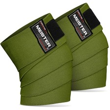 Meister Knee Wraps for Squats  Weightlifting - Heavy-Duty 72" Elastic Support