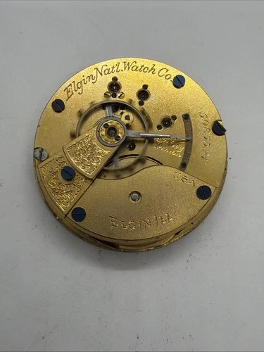 Elgin Gilt Gold Grade 141 antique 15J 18 Size Hunter movement only Runs 527
