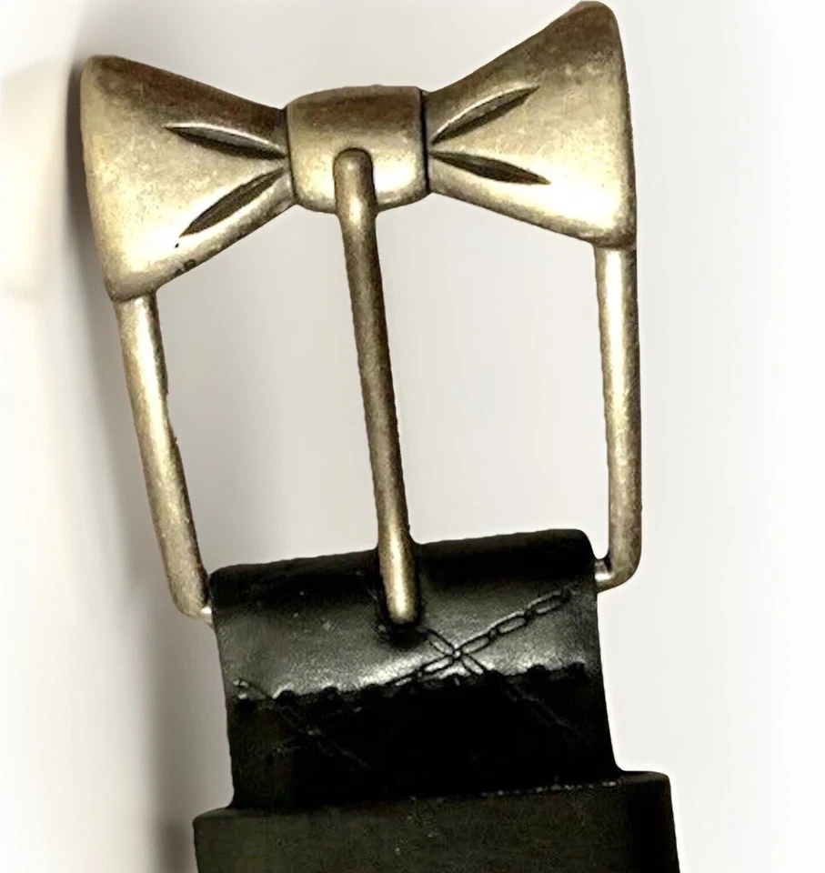 Cinturón Betsey Johnson Negro Lazo Leopardo Pequeño Mediano 30-33 De Colección Imitación Cuero Vegano Foto 2 de 4