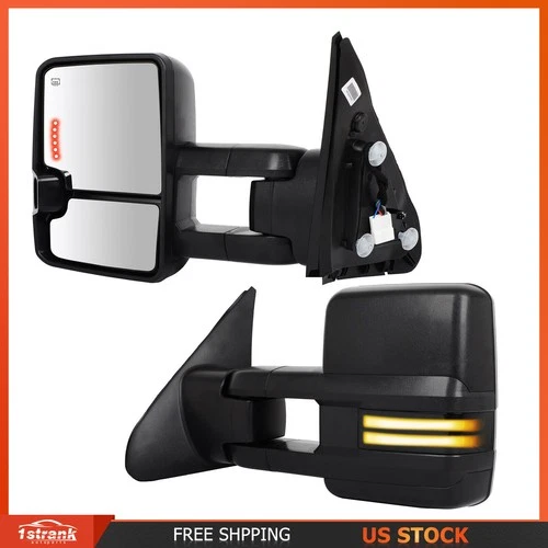 2007-2021 Pair Tow Mirrors for Toyota Tundra Smoked LED Signal Switchback