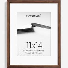 Venusmiles 11x14 Walnut Picture Frame w/ 8x10 Mat - Wall/Tabletop Photo Frame