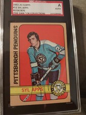 1972-73 topps autographed hockey SGC 11 Syl Apps