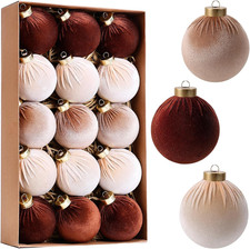 21-Piece Velvet Shatterproof Christmas Ball Ornaments Set for Holiday Decor