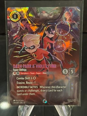 Disney Lorcana Dash Parr & Violet Parr Super Siblings 241/207 Enchanted Holo