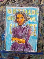 Woman With Crossed Arms  ATC OOAK ORIGINAL 3.5 x 2.5 inches